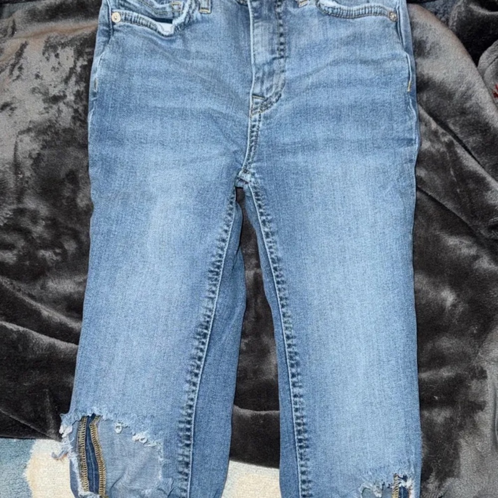 Free People Distressed Blue Skinny Jeans